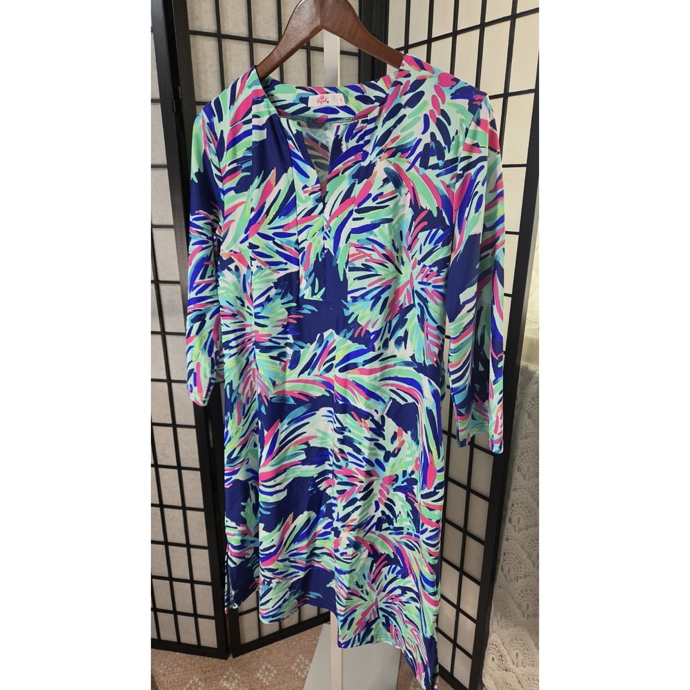Aryeh Women's Bright Floral Floral Performance‎ Nylon Stretch Dress Size XL